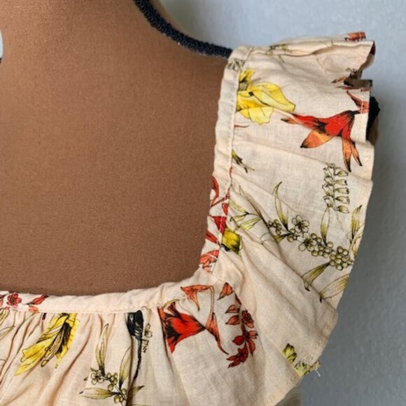 Evereve Floral Ruffle Tank Top - Cream, Red, Yellow - Picture 2 of 5